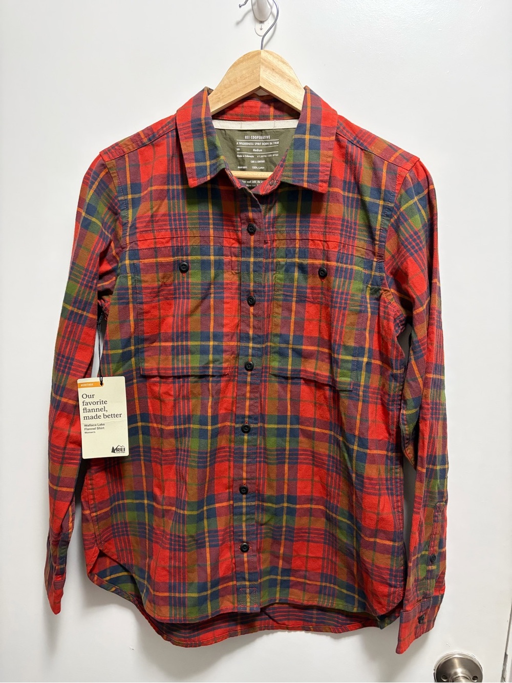 NWT REI Co-op Wallace Lake Flannel in Birch Plaid Red Currant Women’s Medium